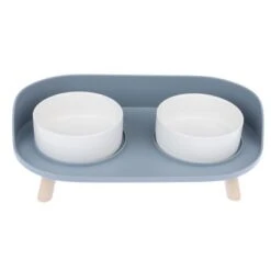 TIAKI Comedero Doble De Cerámica Para Mascotas -Productos Para Perros 302496 tiaki napf duo grau fg 6149 6