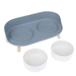 TIAKI Comedero Doble De Cerámica Para Mascotas -Productos Para Perros 302496 tiaki napf duo grau fg 6152 3